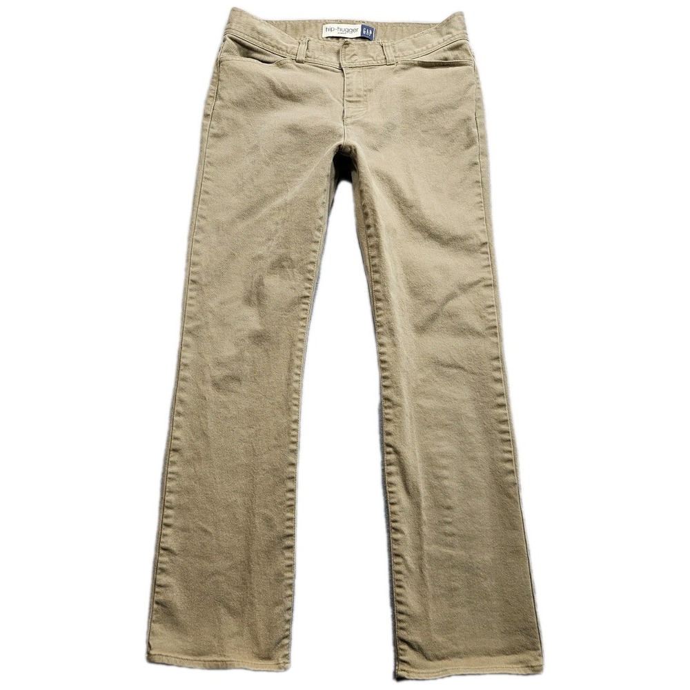 Gap Hip Hugger Jeans Womens 10 Khaki Denim Mid Rise Bootcut Stretch 90s Y2K
